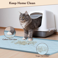 Garoopion large waterproof mat blue with raised edges guards against leaks.