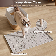 Garoopion litter mat raised edges help contain moisture and mess.