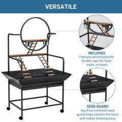 Garvee Bird Playstand lockable casters provide stability during active sessions