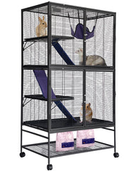 Garvee metal small animal cage front view, sturdy home for ferrets and hamsters.