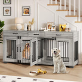 GarveeLife 71'' dog crate furniture overview shows spacious double kennel for two dogs.
