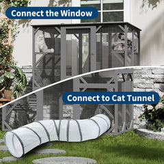 GarveeLife spacious walk-in catio with multiple jump platforms for climbing.