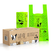 G.A.S certified dog poop bags with handles on pantry roll.