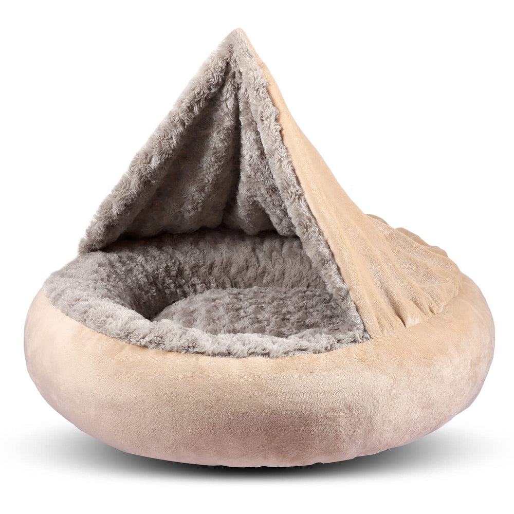Gasur 23-inch donut bed with hood for cozy burrow and security