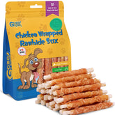 Gazeupon chicken-wrapped-rawhide dog treats with savory aroma and protein boost