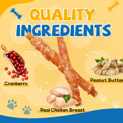 Gazeupon dog dental treats close-up shows cranberries for a tasty, antioxidant-rich bite.