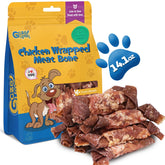 Gazeupon dog treat chicken-wrapped beef bone for a protein-packed chew