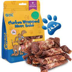 Gazeupon dog treat chicken-wrapped beef bone for a protein-packed chew