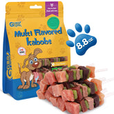 gazeupon dog treats multi-flavored kabobs packaging showcases protein-rich, grain-free recipe