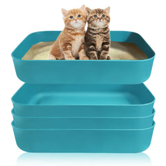 GCVOPTON small litter box in blue, open design for easy scooping.