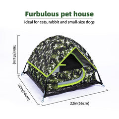 GDanes camouflage cat tent front door zipper for easy access.