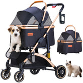 GdnWings pet stroller front view shows a lightweight frame for easy travel with a small dog