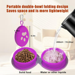 Gdsun 2-in-1 dual-compartment bowl ideal for meals and water on trips.