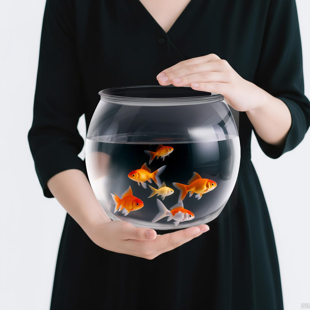 Geelin 1 gallon round fish bowl with panoramic view for aquatic displays.