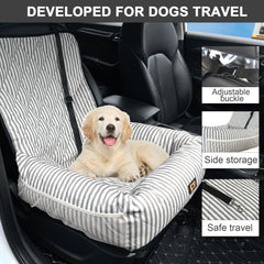 GeerDuo dog car seat stripes front view highlights elevated booster height