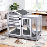 GEGURI rabbit hutch indoor-outdoor offers a versatile habitat for safe daily exercise.