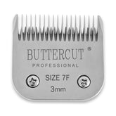 Geib Buttercut blade close-up showing ultra-sharp German steel for precise grooming.