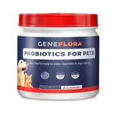 Geneflora digestive enzymes powder bottle supports pet gut health.