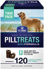 Generic 120 count chicken-flavor pill treats; hides tablets for stress-free medicating