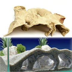 Generic 3D-printed aquarium underground cave with dual entrance for shy fish.