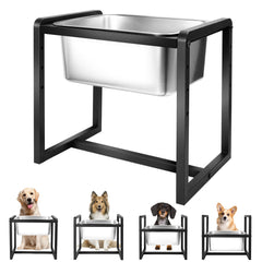 Generic adjustable height dog water bowl stand at 8 inches supports ergonomic feeding