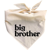 Generic big brother dog bandana in beige cream for a stylish pregnancy reveal photo.