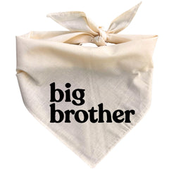 Generic big brother dog bandana in beige cream for a stylish pregnancy reveal photo.