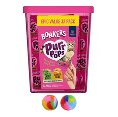 Generic Bonkers Purrpops tub with 32 freeze-dried cat treats ready for rewards
