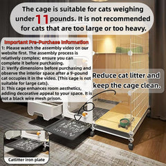 Generic cat cage with bowl set for convenient feeding.
