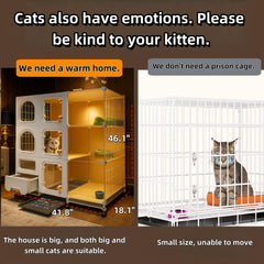 Generic cat cage includes three-piece cleaning set for upkeep.