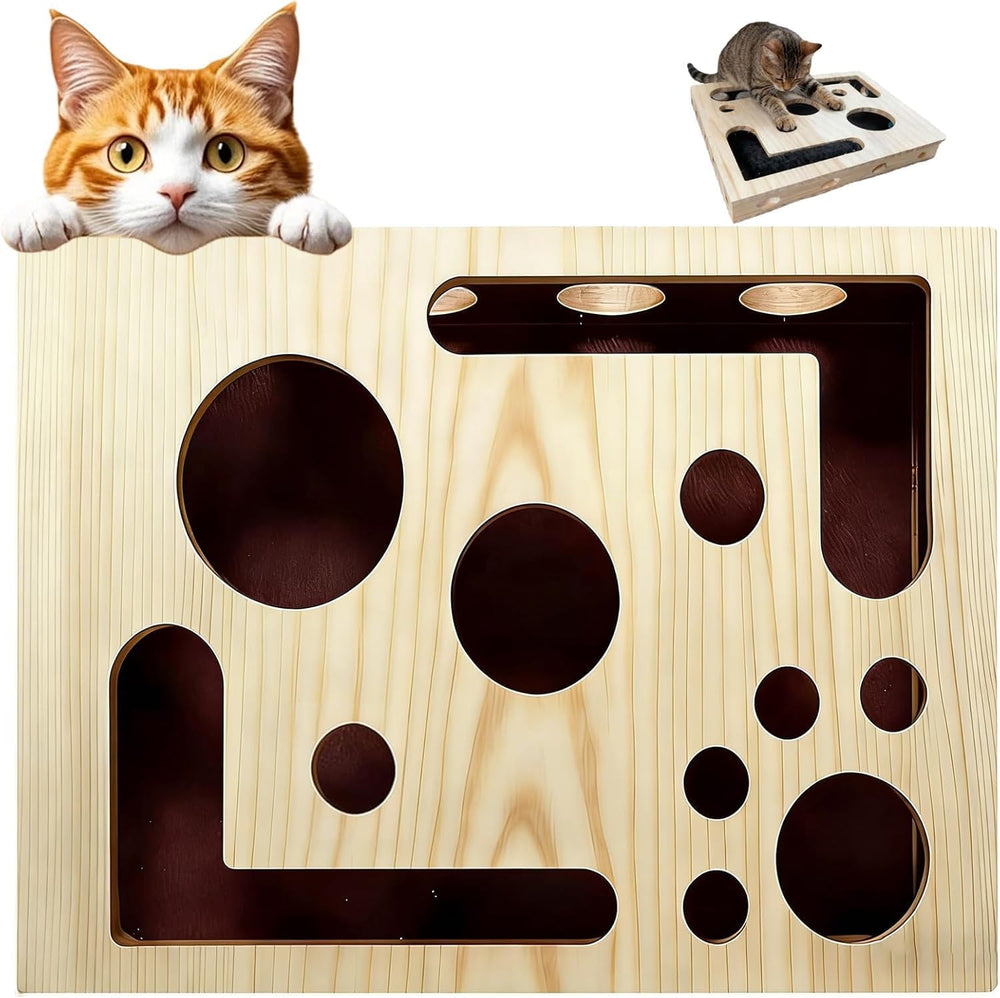 Generic Cat Scratch Puzzle Box top view shows durable wood and engaging maze for claw relief