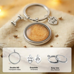 Generic Dog Hair Keepsake Keychain open design demonstrates easy access to inserts