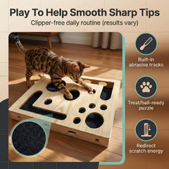 Generic durable wood construction scratch box designed for vigorous indoor cat play.