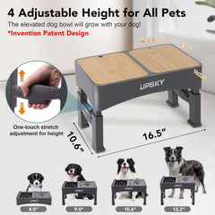 Generic four-height adjustable bowl supports growing dogs with ergonomic posture.