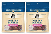 Generic Golden Rewards pigs in a blanket bag display for tasty, protein-rich rewards.