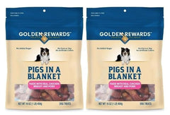 Generic Golden Rewards pigs in a blanket bag display for tasty, protein-rich rewards.