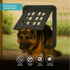 Generic large pet screen door with four way entry for versatile use