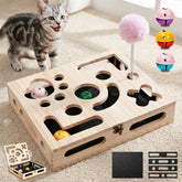 Generic Large Solid Wood Cat Nail File Enrichment Box cover, durable and safe for nails.
