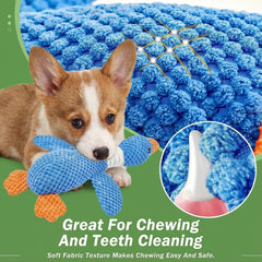 Generic Paw-FECT Piece Goose Squeaky Toy β blue plush close-up emphasizing soft material.