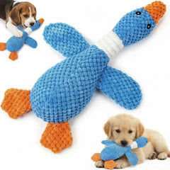 Generic Paw-FECT Piece Goose Squeaky Toy β front view in blue plush for gentle teething.