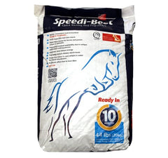 Generic Speedi-Beet feed flakes package, illustrating quick soaking and high-fiber nutrition for horses