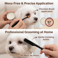 Generic Tear Stain Remover Balm being applied with Pro Powder Brush for controlled use