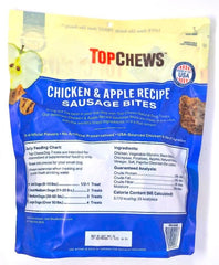 Generic Top Chews Chicken Apple Dog Treats close-up bag showing real chicken ingredients.