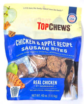 Generic Top Chews Chicken Apple Dog Treats pack on display, tasty natural treat for dogs.