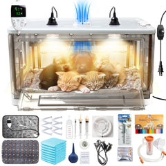 Geniprem Puppy Incubator interior with heating and fan for stable warmth