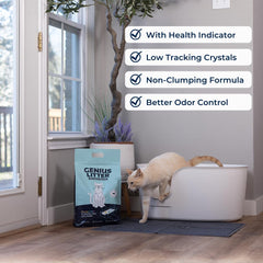Genius Litter crystal visual indicator highlights changes in urine for quick awareness.