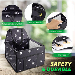 GENORTH dog car seat front pocket keeps treats and toys within reach