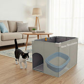 Gesomepurrz open-top, high-side enclosure protects litter area and keeps mess contained.