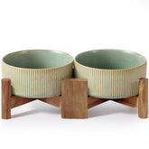 Getstar ceramic dog bowls on elevated stand for neat, spill-free meals.