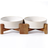 Getstar elevated ceramic duo bowls for stable pet dining and easier reach.